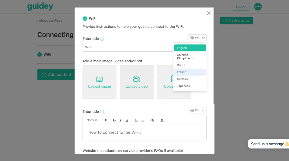 Guidey Multi-language Support Dashboard Screenshot